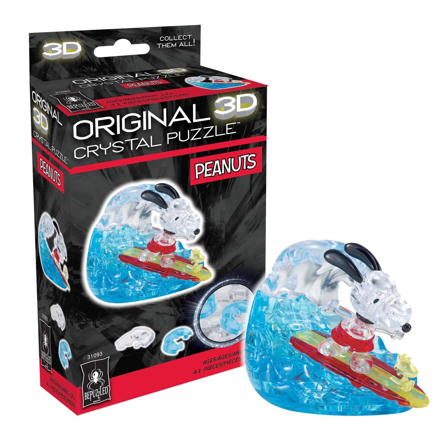 BePuzzled  Peanuts Snoopy Surf Original 3D Crystal Puzzle  Based on Characters from the Beloved Peanuts Comic Strip  Puzzlers Ages 12 and Up-New