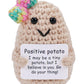 Jelutar Mini Funny Positive Potato, 3 Inch Knitted Doll With Positive Card For Cheer Up Gifts And Party Decorations, Cute Positive Potato Crochet Doll For Birthday Gifts (Potato With Rainbow Bow)
