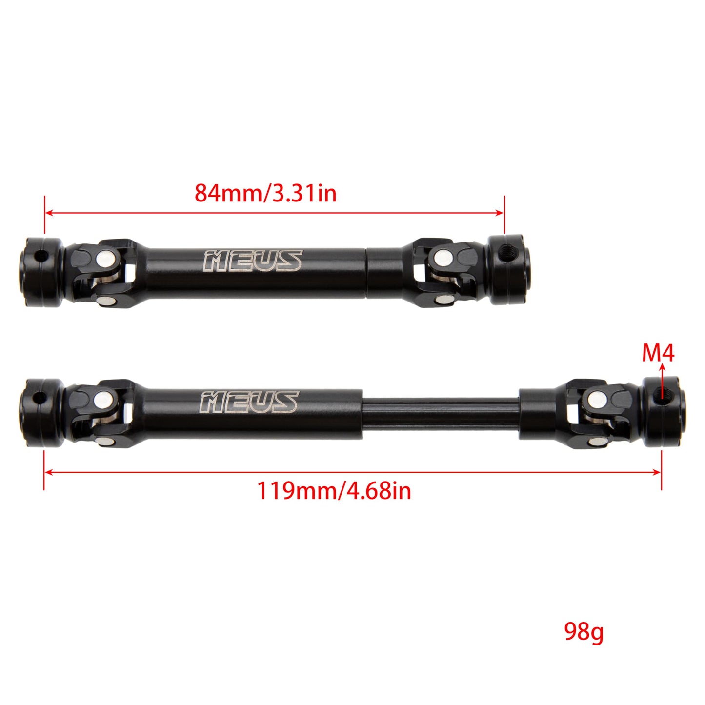 MEUS RACNIG 2pcs TRX4 SCX10 Driveshafts for 1/10 RC Crawler Traxxas TRX4/Axial SCX10/Tamiya CCO1/Redcat Gen8 etc.. (84mm)