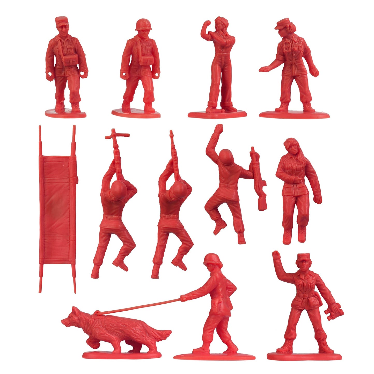 Bmc Plastic Army Women - 36Pc Red Female Soldier Figures - Made In Usa