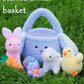 7 Piece Plush Stuffed Animals Playset Toys With Rabbit, Chick, Lamb, Carrot, Egg, Flower, Furry Bag, Soft Basket Set Toys For Gi