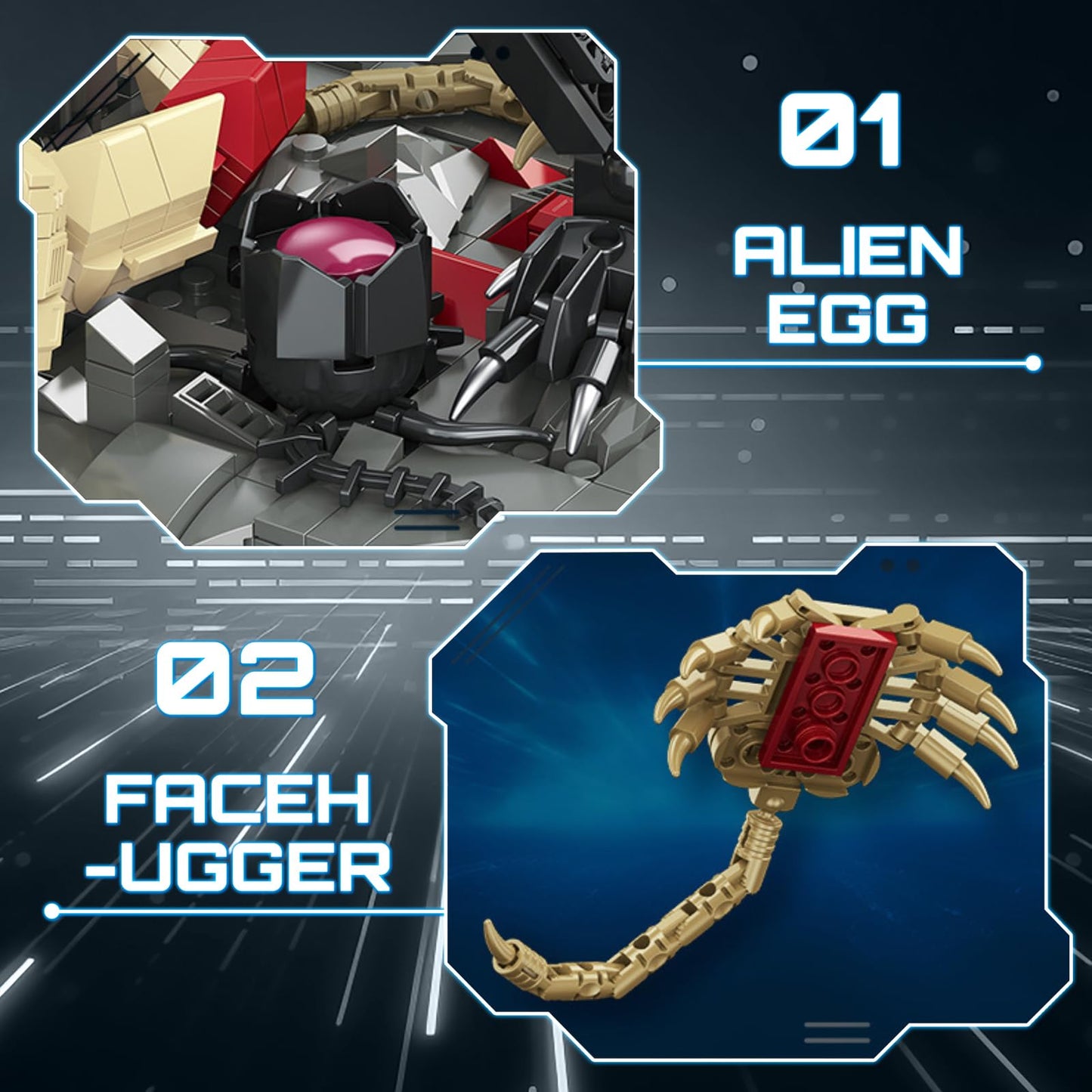 HIGH GODO Alien Mech Xenomorph Warrior Building Set, 882 Pieces, Plastic, Black, Medium - Perfect Gift for Ages 14+
