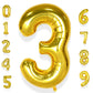 Aule 40 Inch Big Gold 3 Balloon Number Large Foil Helium Number Balloons 0-9 Jumbo Giant Happy 3Rd Birthday Party Decorations Fo