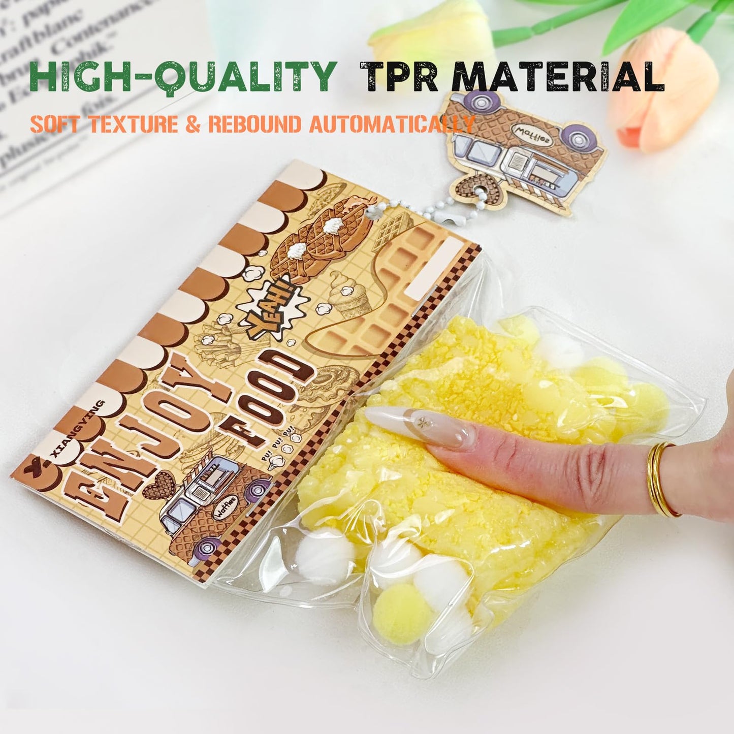 Taba Squishy Toys Valentines Cat Paw Cute Kawaii Squeeze Toys Sticky Squishy Fidget Toys Silicone Squeeze Toy for Stress Relief Cute Soft Toys Best Valentines Gift for Anniversary (Fried Corn)