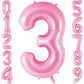 Pink Number 3 Balloon 40 Inch, Big Large Foil Helium Number Balloons, Jumbo Giant Mylar Number 3 Balloons For 3 Third Birthday P