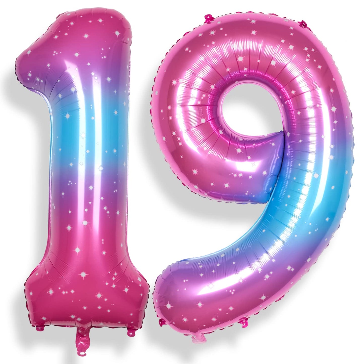 RainbowQ 40 Inch Number 19 Balloons, Pink Blue Foil, Large for 19th Birthday Party Decorations