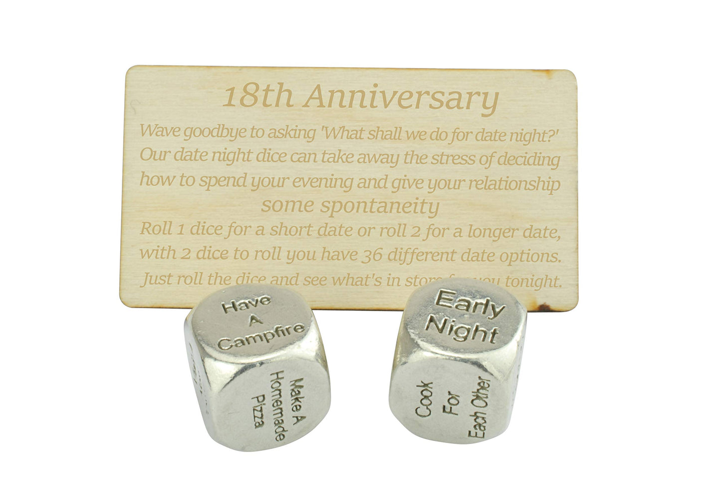 18 Year Anniversary Metal Date Night Dice - Create a Unique 18th Anniversary Date Night