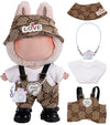 Handcrafted 4 Piece 15cm/17cm Doll Clothes Set for Labubu Dolls (No Doll)  Cute Brown Outfits Overalls Accessories with Top  Hat and Handbag for Boys Girls (No Shoes) AK060BR
