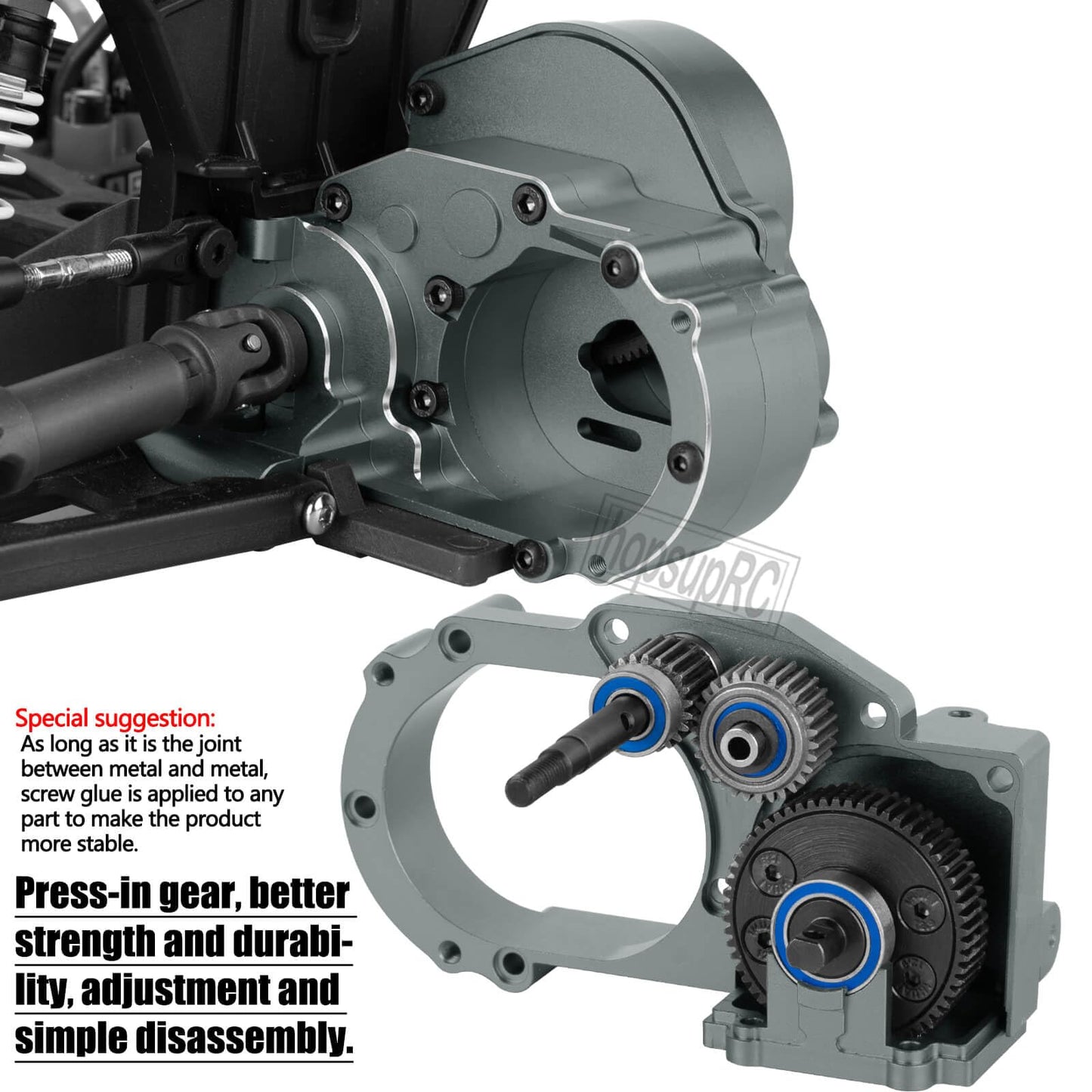 hopsupRC Metal Magnum 272R Assembled Transmission Upgrades Part for 1/10 Slash/Rustler/Stampede/Bandit 2WD VXL. Gearbox Transmis