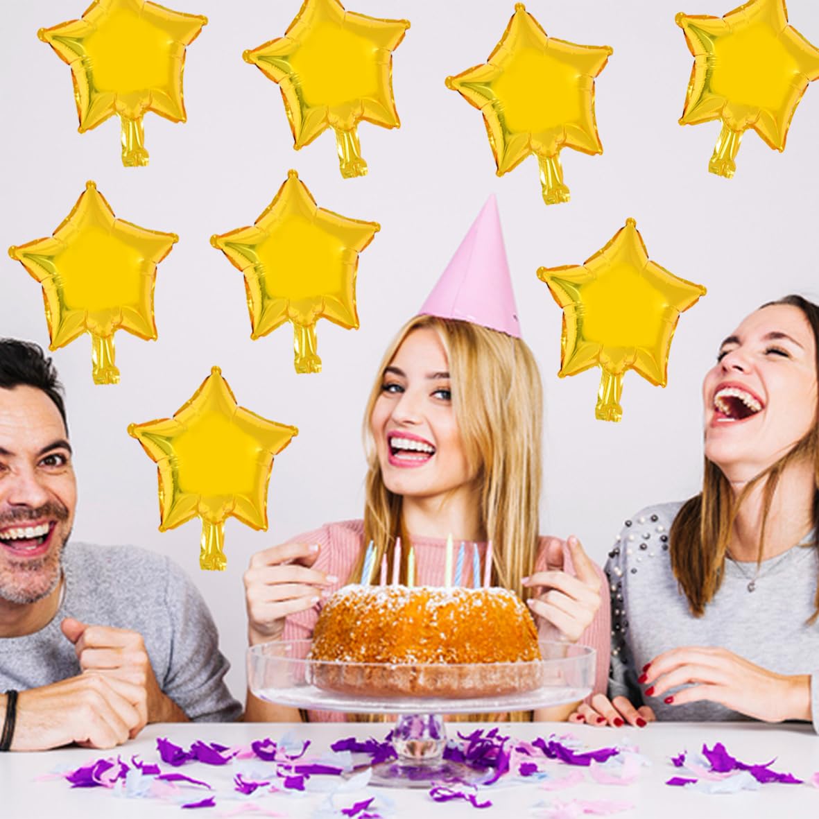 TONIFUL Gold Foil Star Balloons 50Pcs 10 Inch Gold Star Shape Balloons Star Helium Mylar Balloons for Birthday Wedding Baby Show