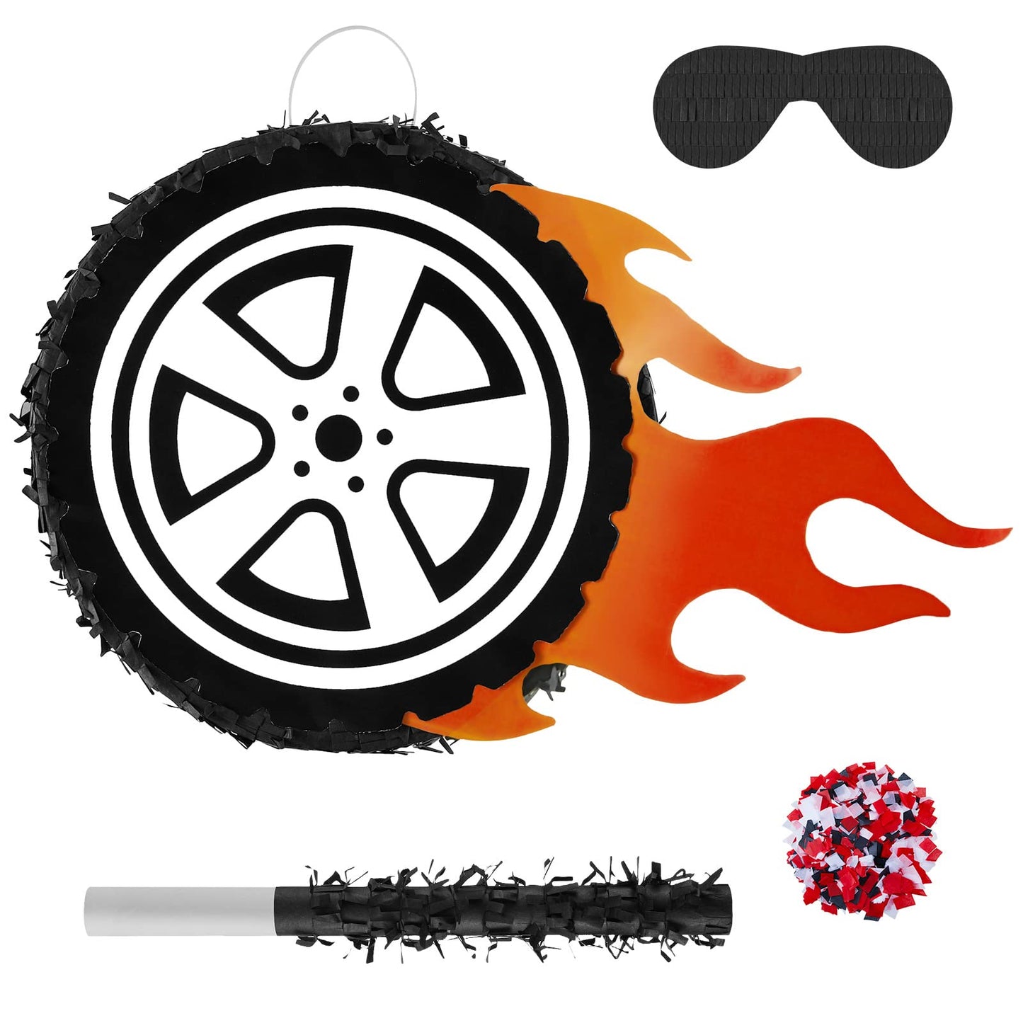 Car Wheel Pinata Race Car Birthday Party Supplies 12.9 Inch Car Theme Party Decorations for Baby Shower, Bridal Shower, Race Car