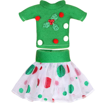 Erweicet Christmas Clothing Christmas Accessories For Elf Doll (Top + Skirt) Doll Is Not Included