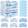 Fanfanwin 18 Pcs Sleepover Party Supplies for Girls, 6 Style Cute Blue Bow Blanket 6 Coral Fleece Spa Headband 6 Plush Blue Eye 