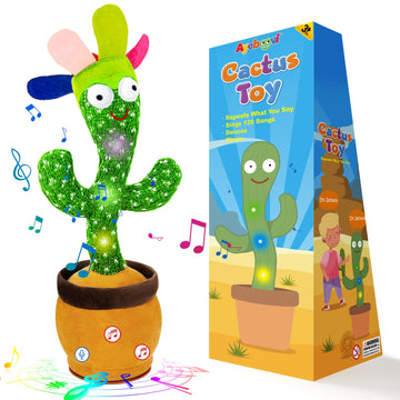 Ayeboovi Dancing Talking Cactus Toy for Kids, Adjustable Volume, Singing & Mimicking Cactus with Recording and Repeating Feature