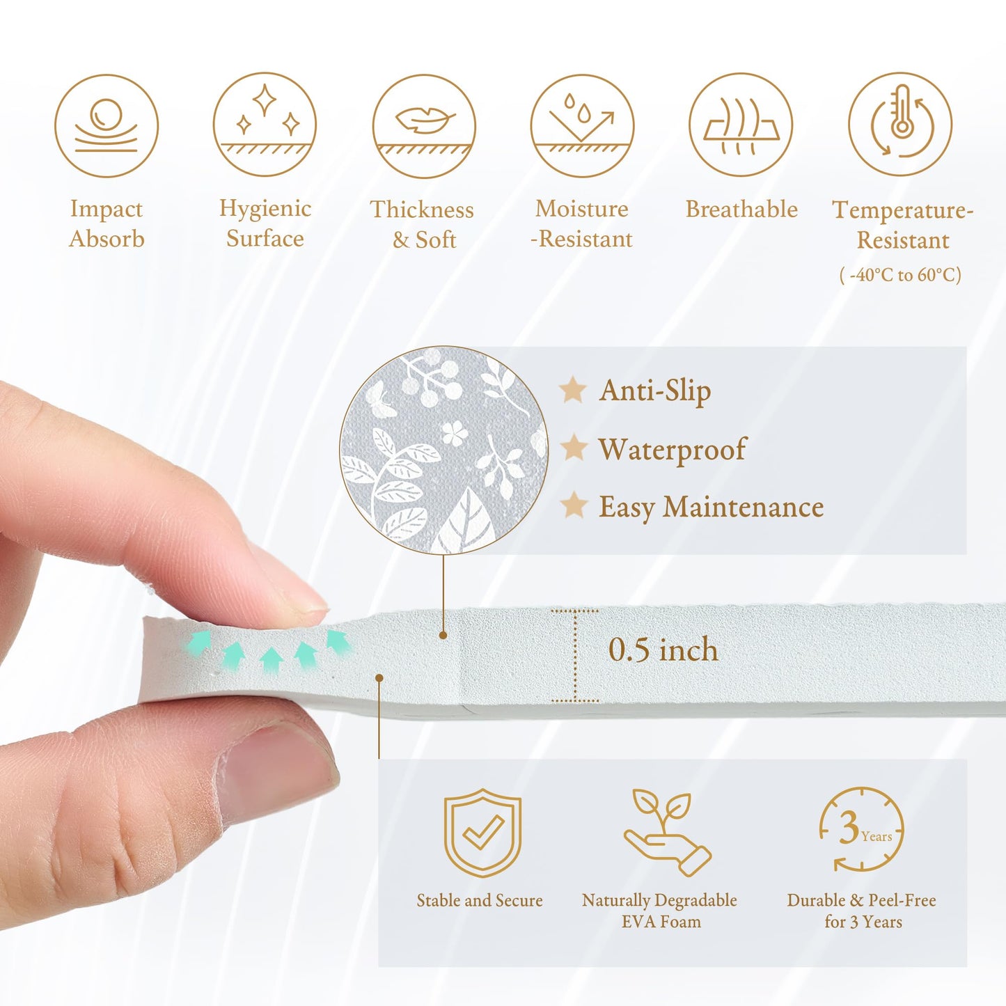 Popsykosy enhanced Exercise & Baby Foam Play Mats - Stylish & Large Non-Toxic Puzzle Floor Mat - 6 Tiles - Spacious 6ft x 4ft - Peel-Resistant Reinforced Ver. - Soft  Thick  Waterproof - Tranquil Gray