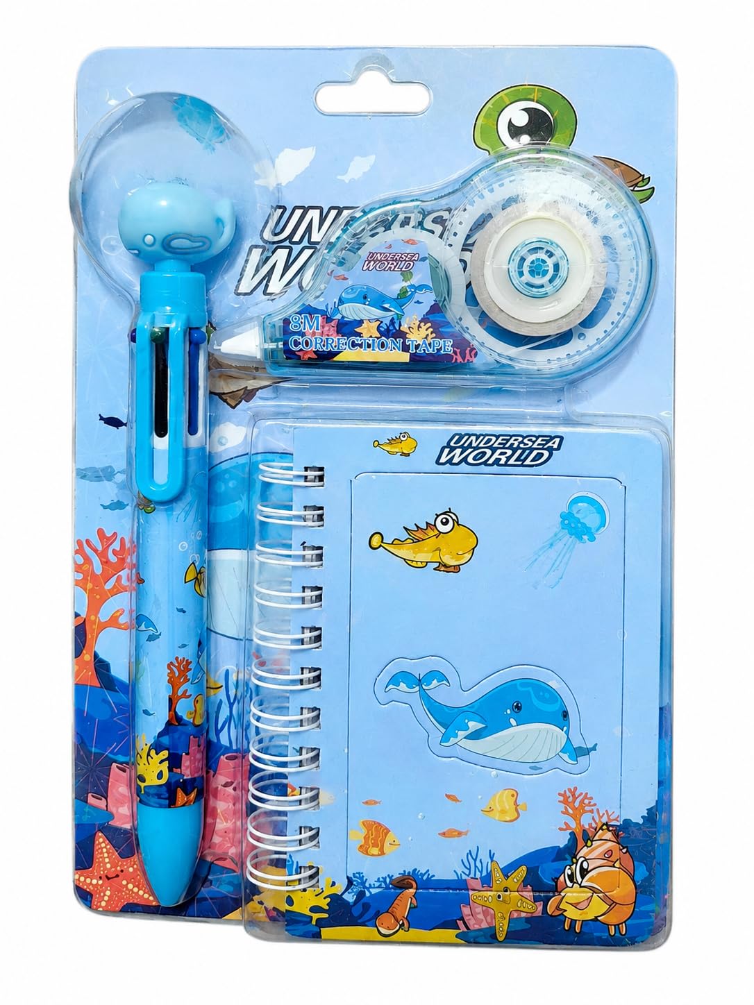 Smart India | Mini Stationary Kit | With Multi Colour Pen | Eraser | Correction Tape| 80 Pages Mini Dairy | Set Of 3 | Multicolo