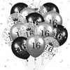 16Th Birthday Balloons Kids Decorations 15Pcs Black Silver Happy 16Th Birthday Party Latex Confetti Balloons For Kids Boys Girls 16Th Anniversary Happy Birthday Party Decor Supplies 12 Inches