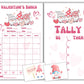 Bunco Valentine'S Day Theme Set. Gnome Vday Themed Bunco Game Kit Includes Score Sheet, Tally Sheet, Ghost Player, Bunco Card. F