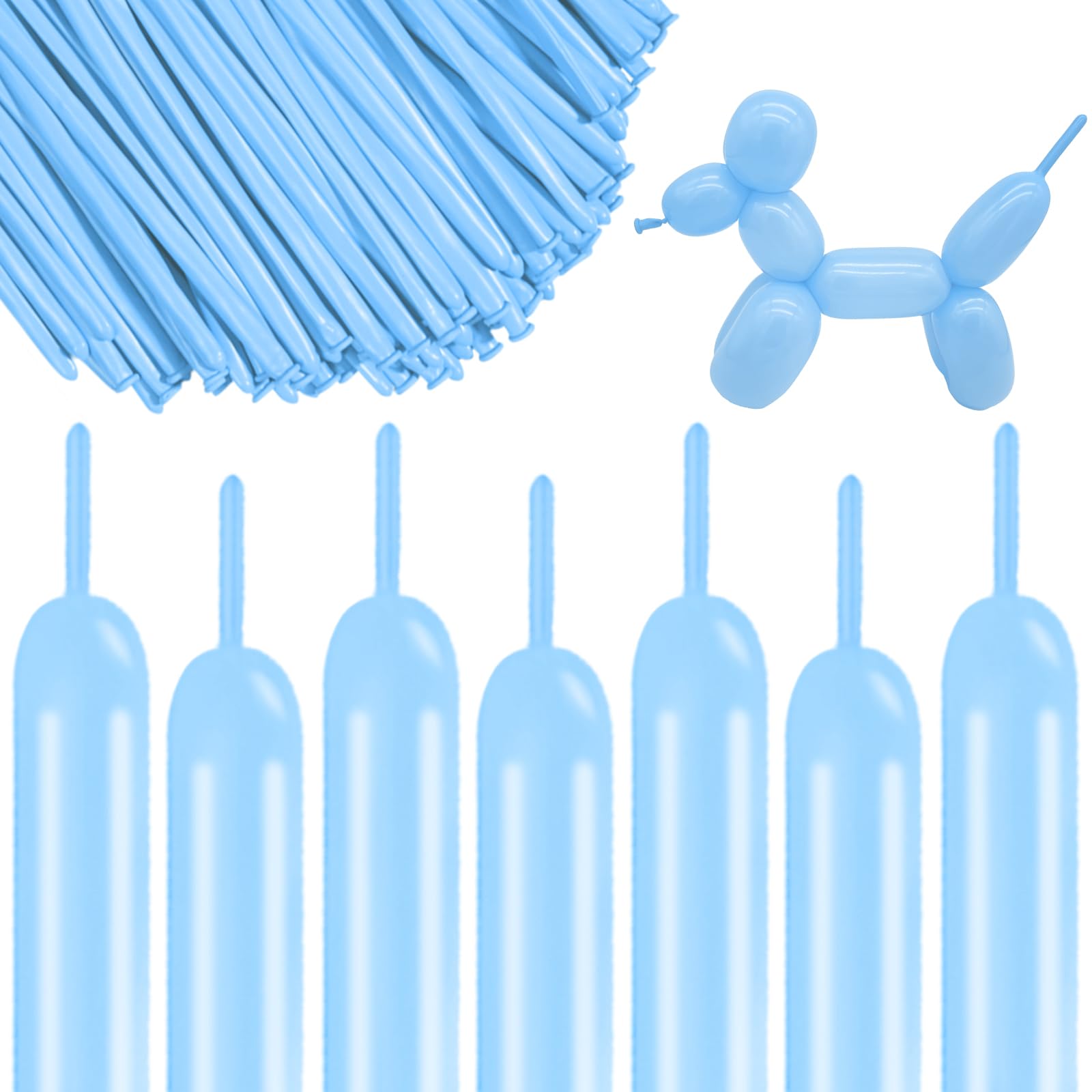 100 Pcs 260 Long Balloons (Pastel Blue Balloons)
