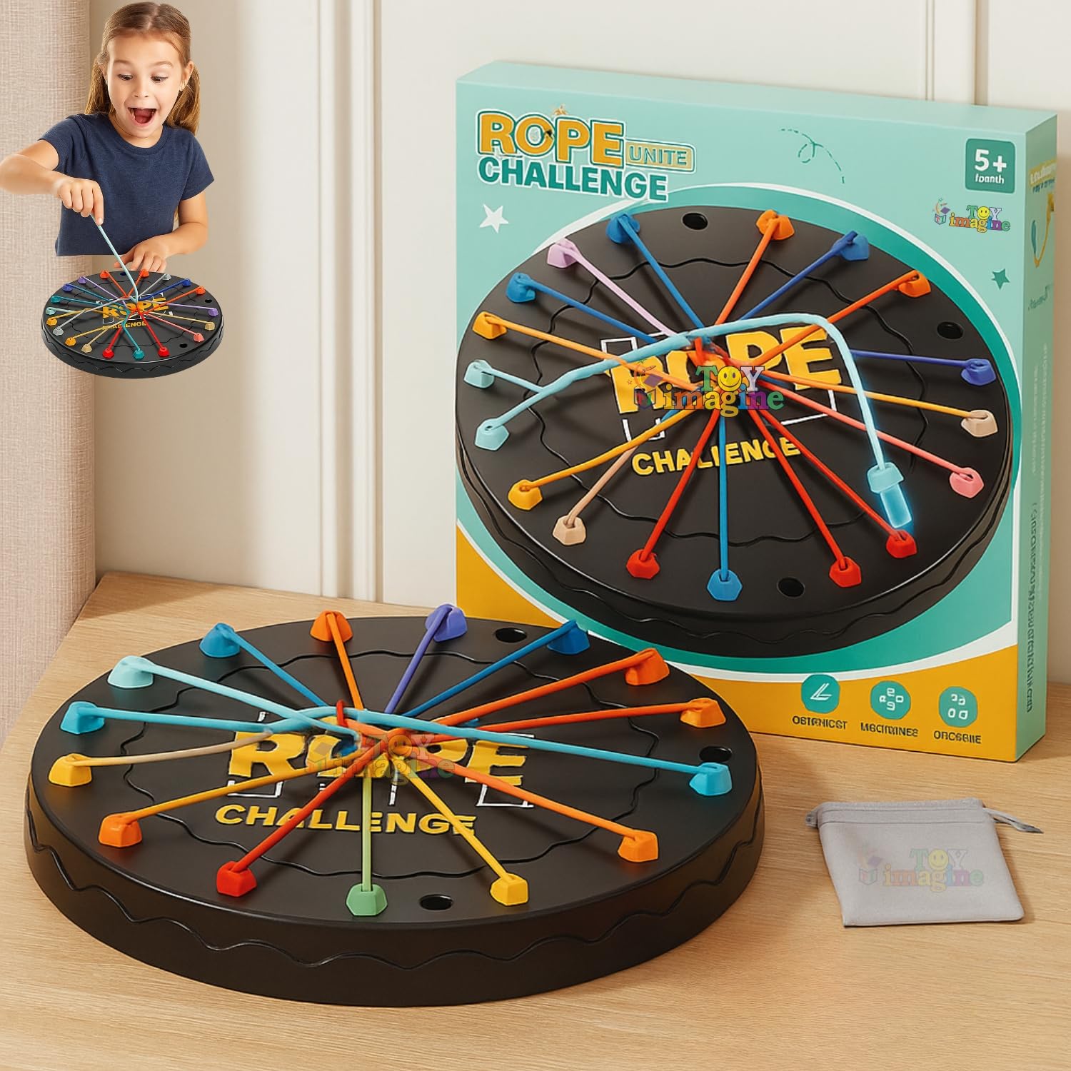 Toy Imagine Rope Logic Puzzle Game | Brain Teaser Untangling Challenge For Kids & Adults | Multi-Level Strategy Board Games For 