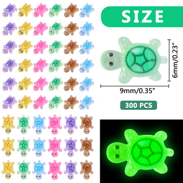 WOZADU 300 PCS Tiny Turtles for Crafts Luminous Mini Resin Turtles Dollhouse Miniatures Mini Animals for Fairy Garden Micro Landscaping Decoration