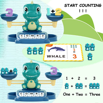 Kaodezhu Dinosaur Math Balance Toy For Boys And Girls - Montessori Matching Letter Toy For Kids 3 Year Olds, Educational Kinderg
