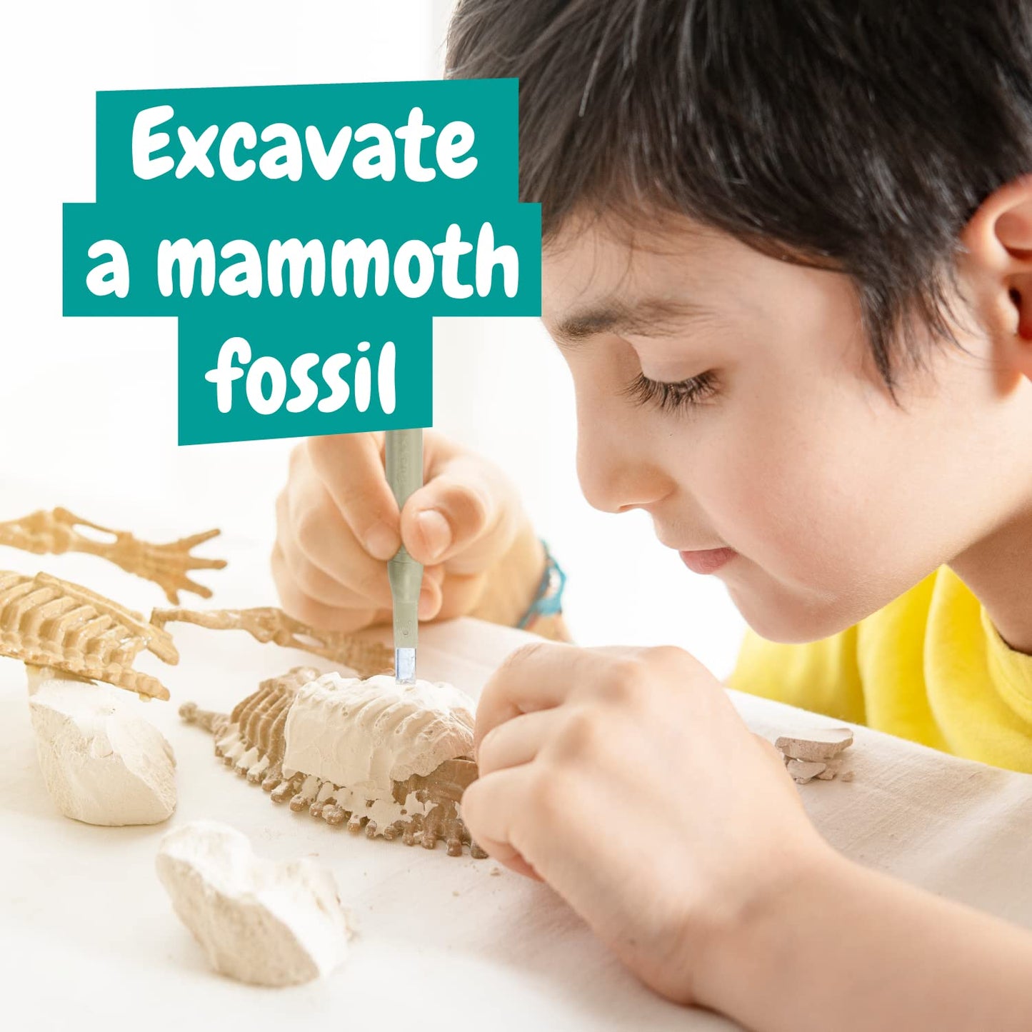 Science4you Mammoth Fossil Digging Kit - Excavation Toy for Kids 6+ - Assemble 17 Fossils - Ideal for Archeology and Paleontology