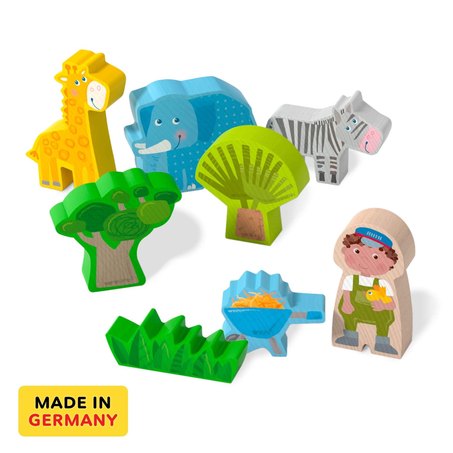 Haba Wooden Animal Playset - Play World At The Zoo, Stem Educational Toy With Zoo Animals & Accessories, Preschool Learning Toy