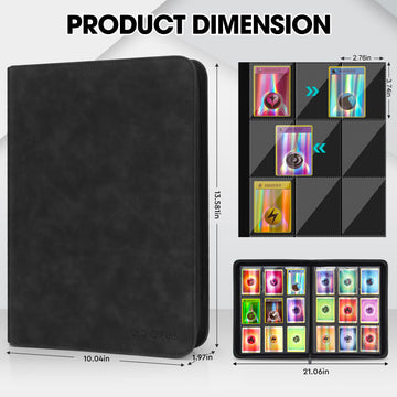 Old Canal Trading Card Binder  9 Pocket Card Album Folder Hold Up to 540 Cards  enhanced and Durable Zipper Binder  Cards Holder Album for MTG  TCG  Baseball Cards  Football Cards  Game Cards (Black)