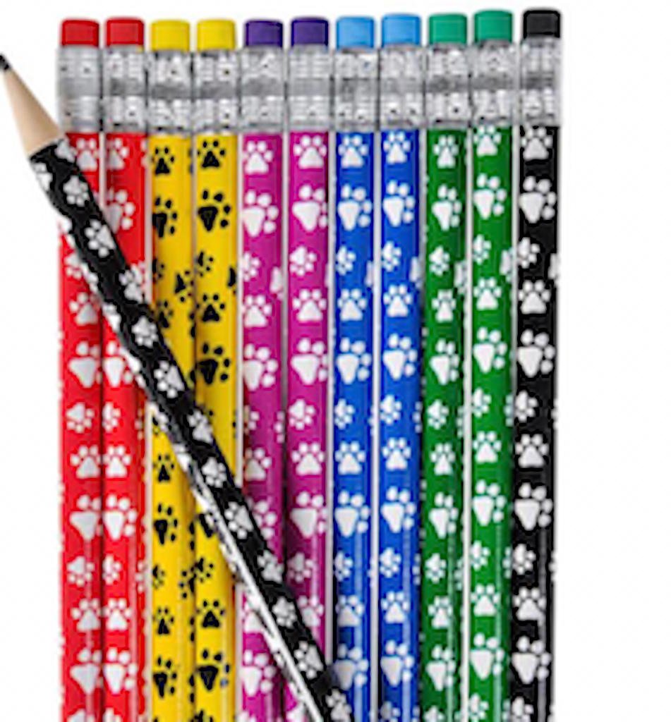 Rhode Island Novelty 7.5 Inch Paw PNT Puppy Dog Theme Wood Pencils Lot of 12