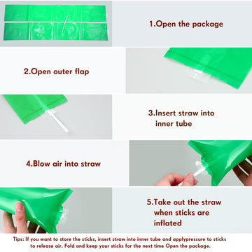 Civaner 48 Pieces Thunder Sticks Team Spirit Boom Sticks Cheering Sticks Plastic Cheerleading Spirit Stick Clapper Inflatable Noise Makers For Sporting Events Dance (Green)