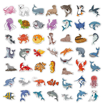100Pcs Sea Animals Stickers For Kids Waterproof Vinyl Cute Ocean Stickers For Water Bottle Scrapbook Laptop Skateboard Computer Stickers For Teens Kids Girls