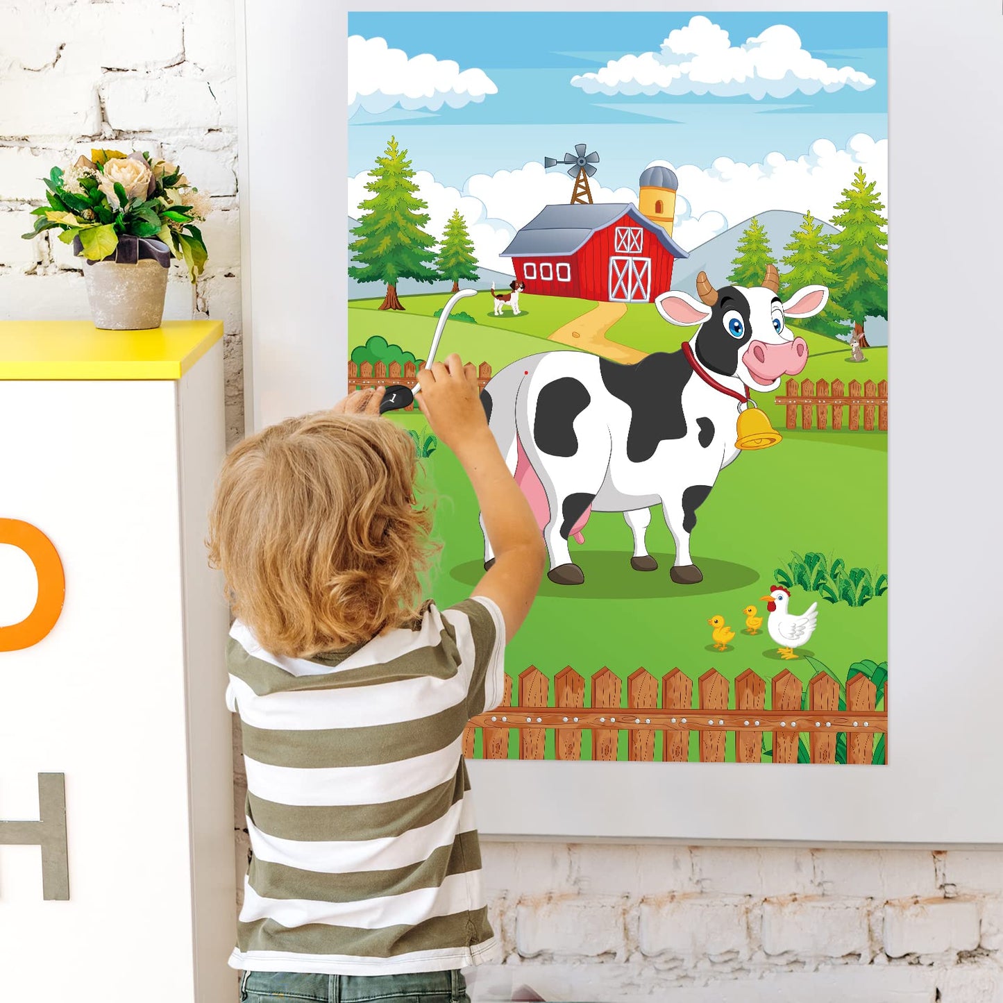 Waenerec Pin The Tail On The Cow, Cow Games With 28 Pcs Cow Tails For Kids Farm Birthday Party Supplies Cow Themed Party Favors Decorations