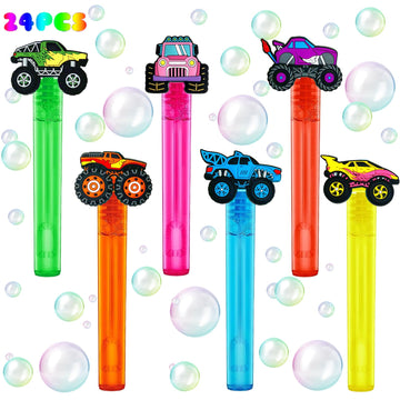 Uoyoi Monster Truck Party Favors,24Pcs Truck Bubble Wands For Kids,Car Bubble Wand For Monster Truck Birthday Party Supplies,Cla