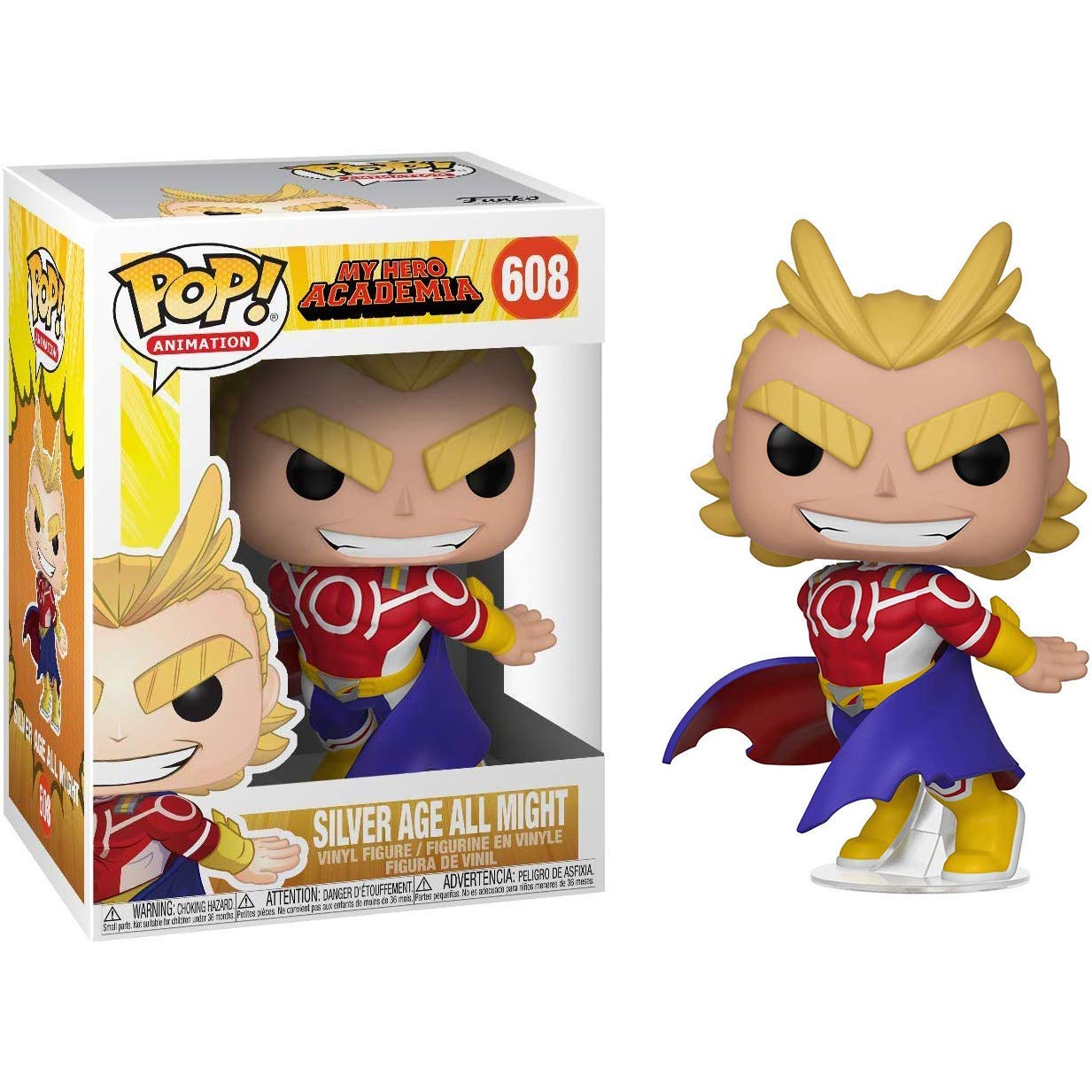 Silver Age All Might: Fun Ko Pop! Animation Vinyl Figure & 1 Compatible Graphic Protector Bundle (608-42931 - B)