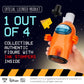 P.M.I. Among Us Crewmate Figure With Stamper | 4.5-Inch-Tall Among Us Toy + 3 Hidden Accessories| Among Us Party Favors And Play