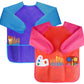Bassion 4 Pack Kids Art Smocks Toddler Smock Waterproof Artist Painting Aprons Long Sleeve With 3 Pockets For Age 2-6 Years Gift