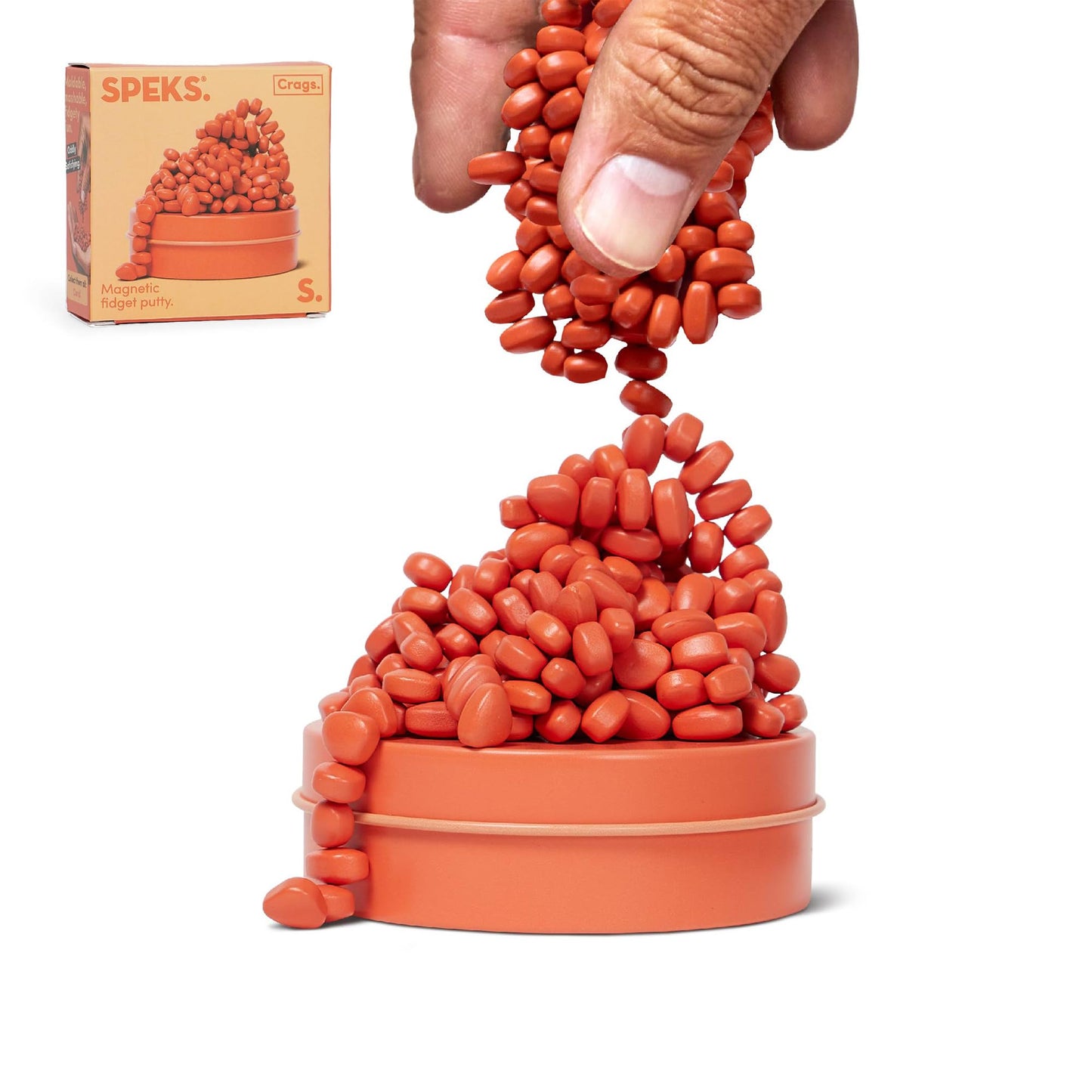 Speks Crags Ferrite Putty, 150+ Ferrite Stones In A Tin, Fidget Toy For Adults & Teens 14+, Desk Toy For Office, Christmas Gift, Holiday Stocking Stuffer, Stress Relief Present | Matte Coral, Small