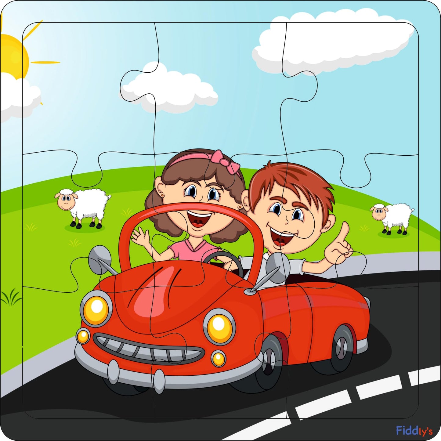 Fiddlys Wood Jigsaw Puzzles for Kids & Children -9 Pieces Age 3+ (Travel Pack of 4)