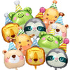 Civaner 10 Pcs Jungle Safari Animal Foil Balloons Animal Birthday Party Decor Bear Giraffe Lion Frog Sloth Aluminum Foil Balloon