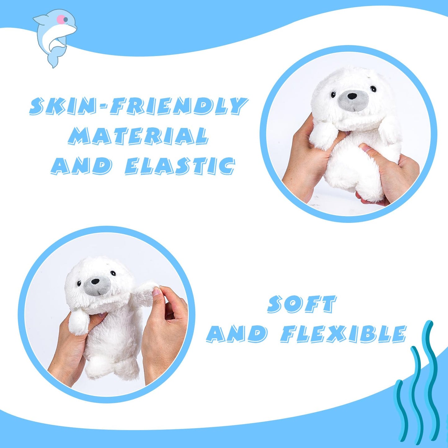 CWZY 7.8 White Seal Plush - Posture Improvement Desk Buddy - Soft & Supportive Sitting Companion - Cute Stuffed Animal for Office  Study  and Gift