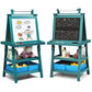 Costzon Kids Art Easel, 3 In 1 Double-Sided Wooden Easel W/Magnetic Whiteboard, Chalkboard & Paper Roll, 2-Tier Rack W/ 2 Storage Boxes, Standing Easel For Kids, Toddlers, Boys, Girls (Blue)
