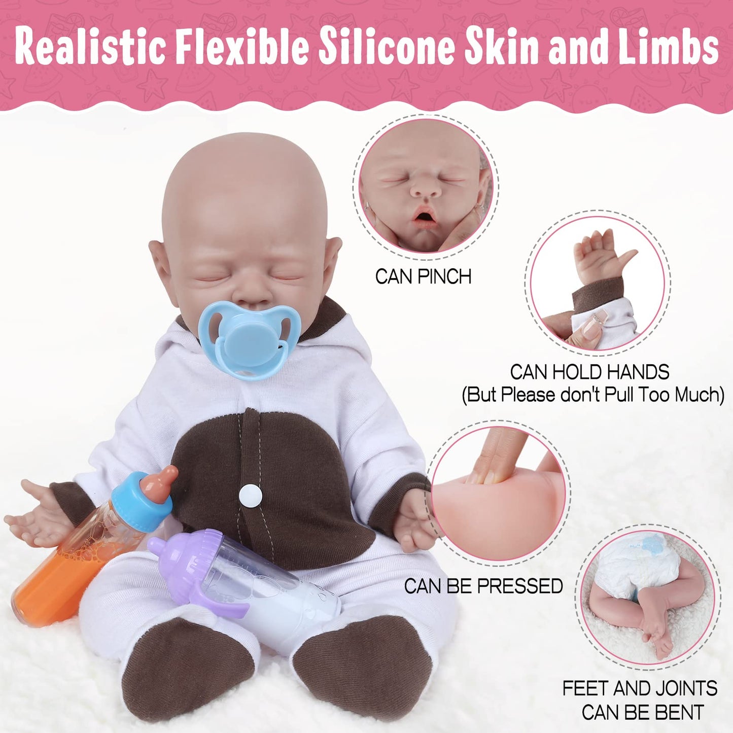 Vollence 12 Inch Platinum Silicone Baby Dolls Full Body Silicone Dolls Adorable Silicone Baby Doll For Child Birthday Gift - Boy