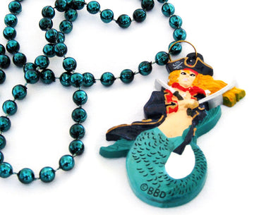 Gasparilla Pirate Lady Mermaid Mardi Gras Bourbon Street Beads New Orleans Bayou Louisiana Cajun Creole Party