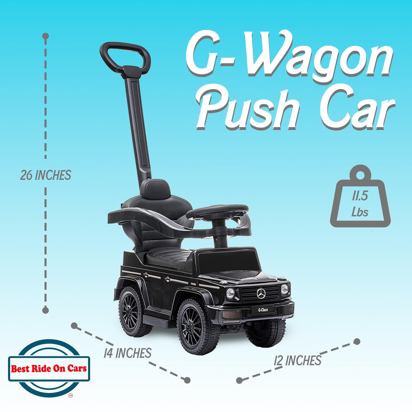 Best Ride On Cars Mercedes G-Wagon 3 In 1 Push Car, Black, Large