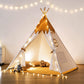 Besrey Toddler Teepee With Padded Mat And Lights, Play Tent For Kids Indoor, Baby Tipee Tent, Large Canvas Childrens Teepee, White Toddler Teepee, Gift For Boys And Girls (Yellow+White)