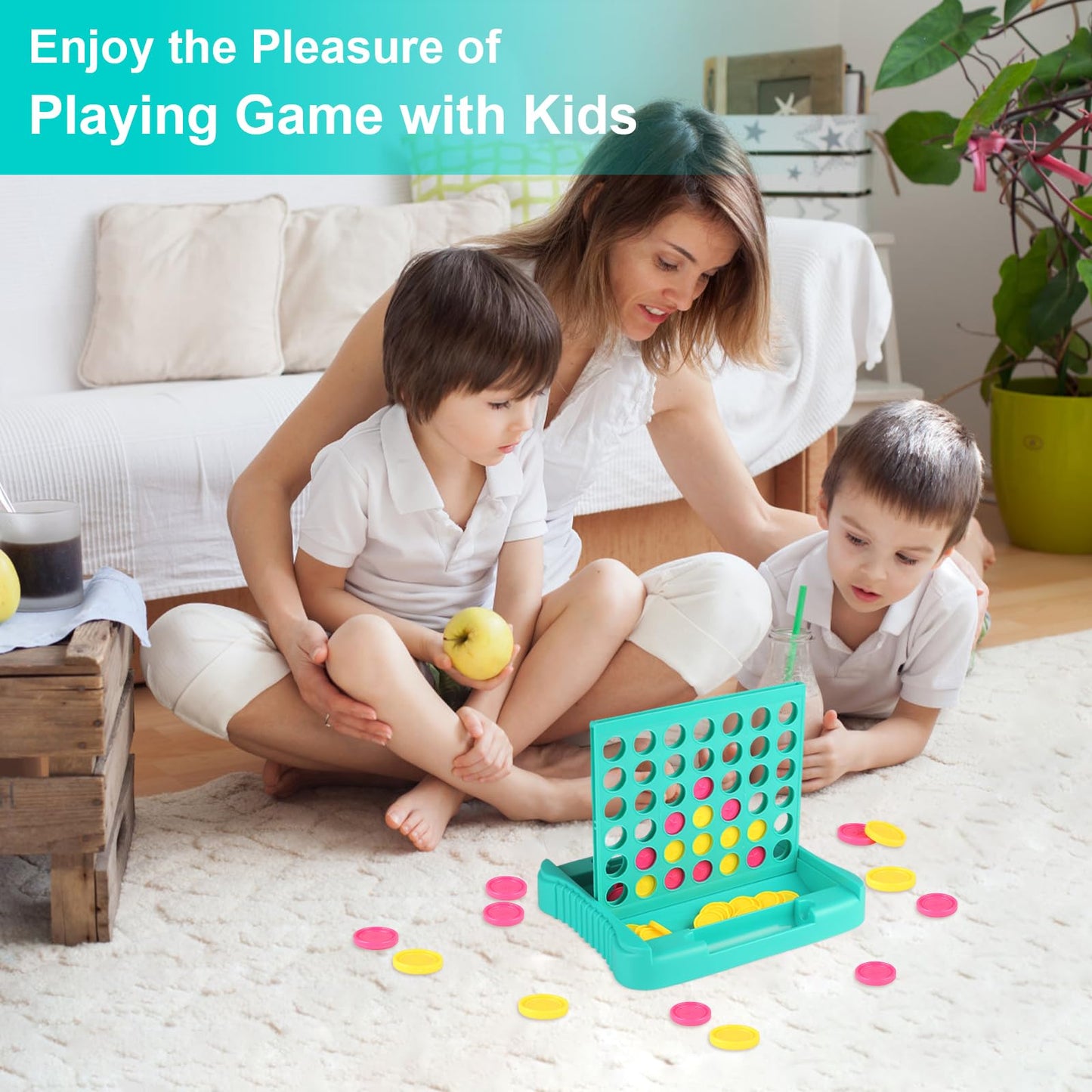 Vikutu 4 In A Row Connect Game, Travel Board Games For Kids Adults, Get 4 In A Row To Win - 9 X 7.4 Inches (Green)