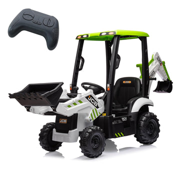 Hetoy 4 In 1 Ride On Excavator & Bulldozer, 12V Kids Electric Vehicle With Remote Control, Front Loader, Digger, Horn, Adjustabl