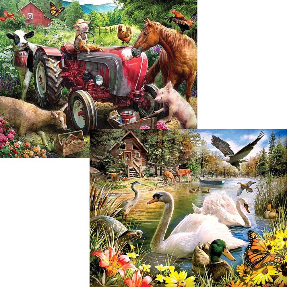 Bits And Pieces - 4-In-1 Multi-Pack - 1000 Piece Jigsaw Puzzles For Adults-Each Measures 20' X 27' (51Cm X 69Cm)-Country Fun By Artist Larry Jones