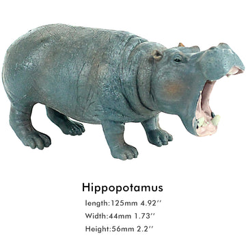 Funshowcase African Jungle Animals Toy Hippos Hippopotamus Figure Realistic Plastic Figurine Playset Lot 4-Piece